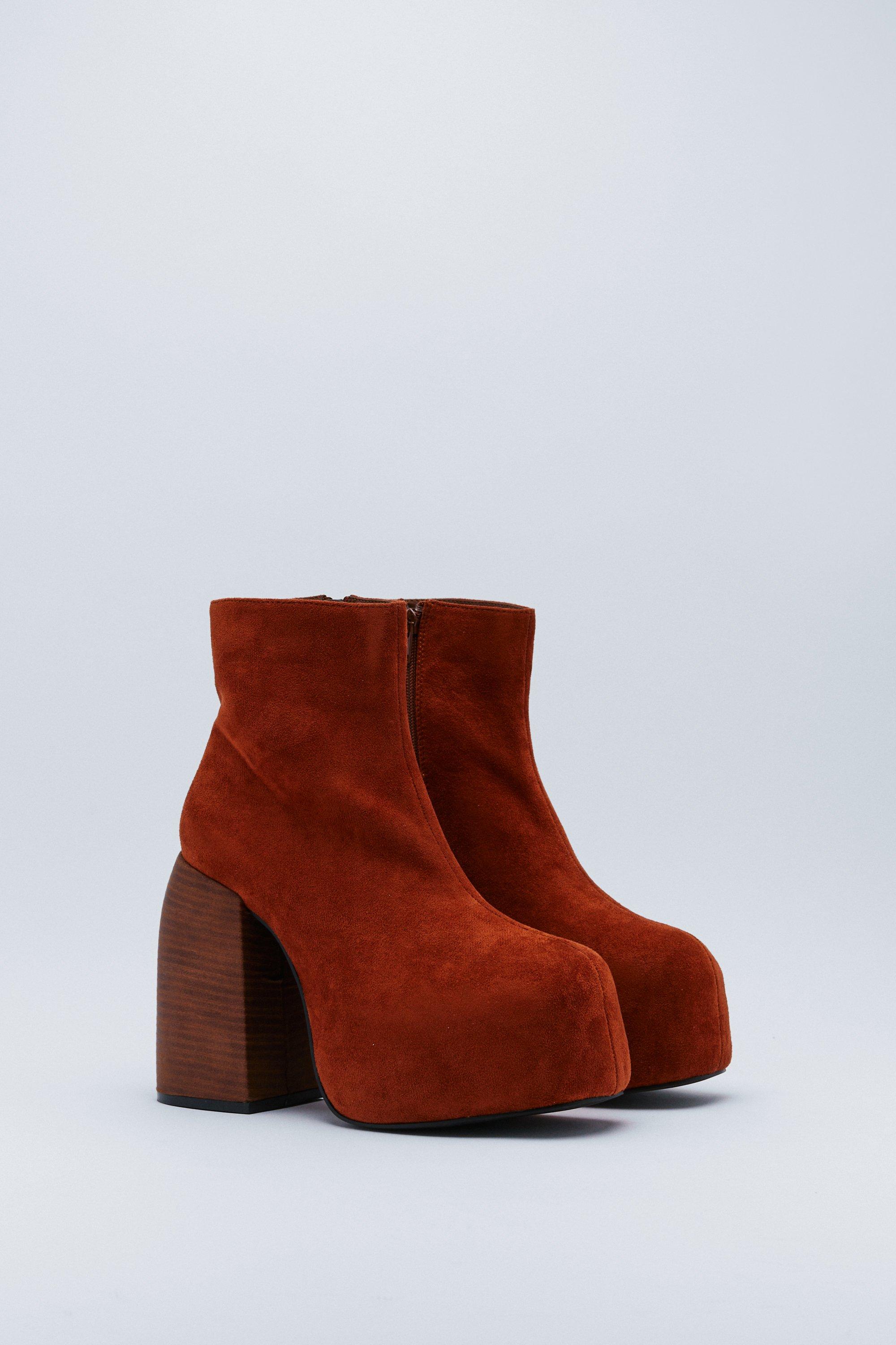 Faux suede platform deals ankle booties